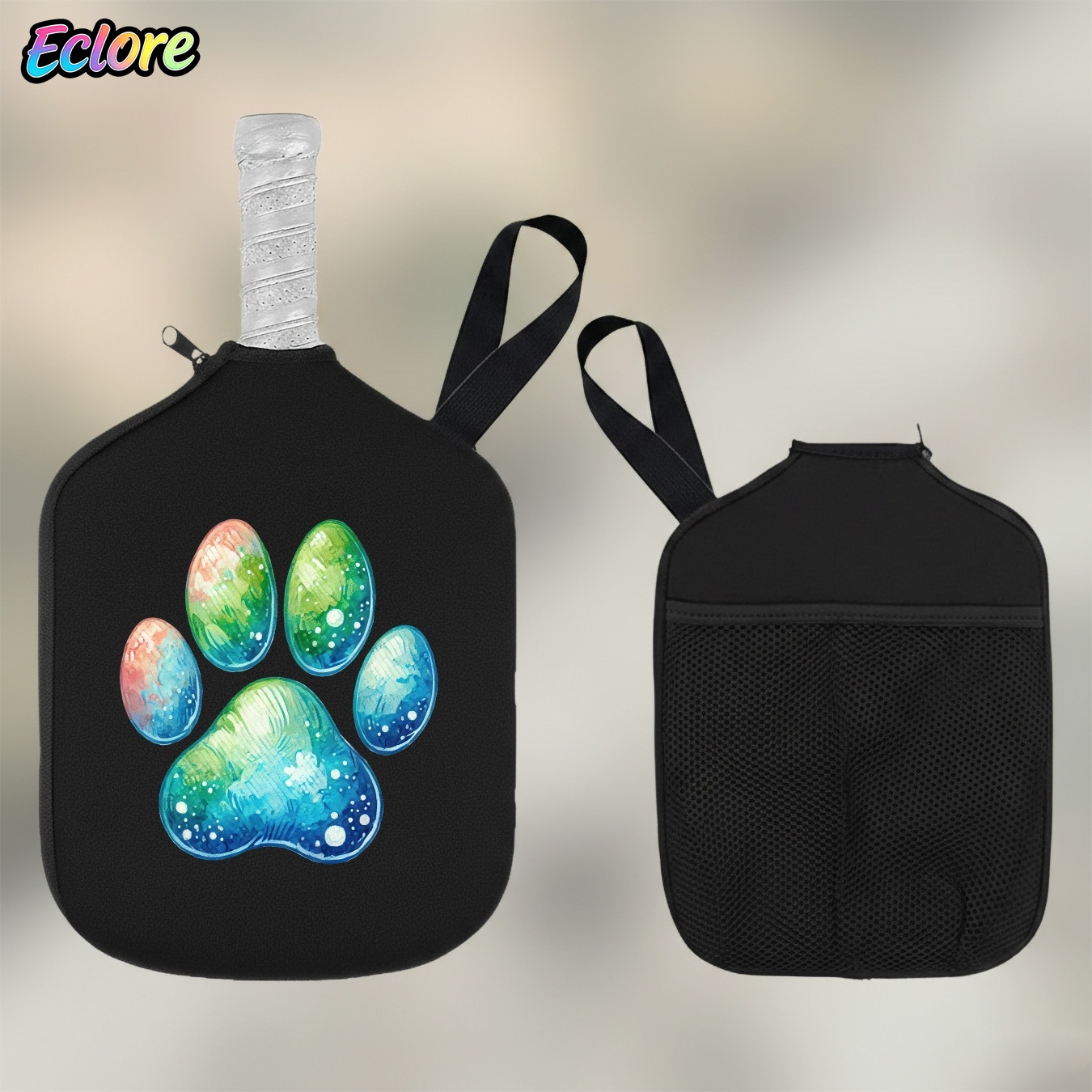 Sports Equipment Bag - Watercolor Gradient Cat Paw Print Pickleball
