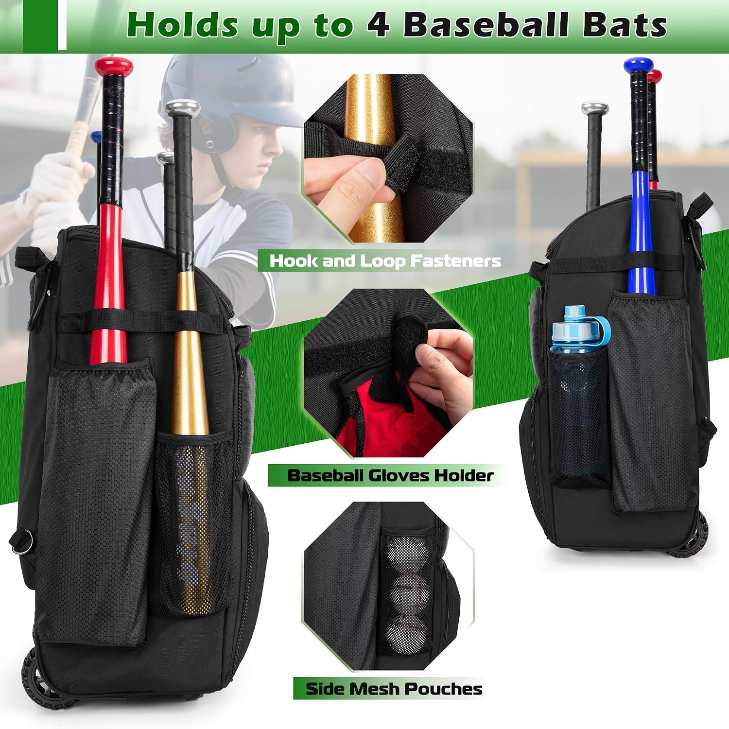 Rolling Baseball Backpack With - Sports Equipment Bag recension och pris
